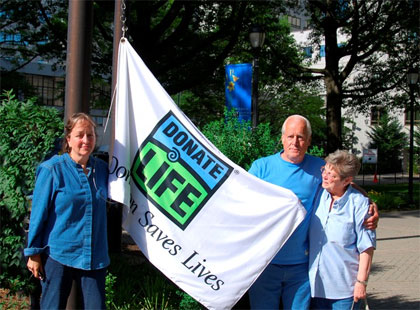 flag raising donate life organ donor