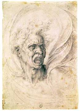 Anger - study of a man by Michelangelo