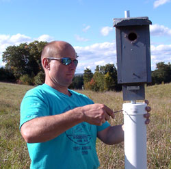 Doug installing nestboxes