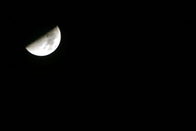 Half moon. I saw a similar moon the night Doug left.
